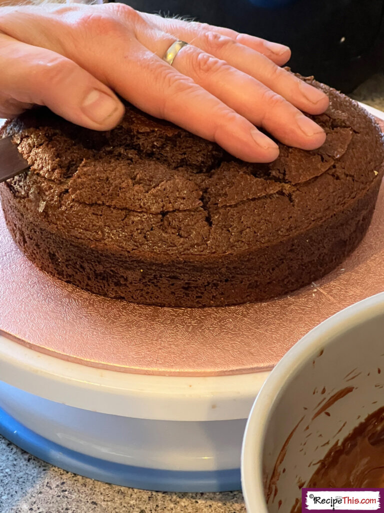 trim the chocolate cake first