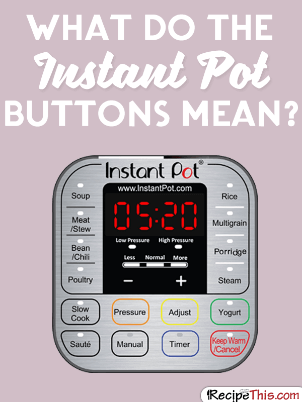 Instant Pot | Here is the lowdown of what each of the Instant Pot buttons mean for using your Instant Pot from RecipeThis.com